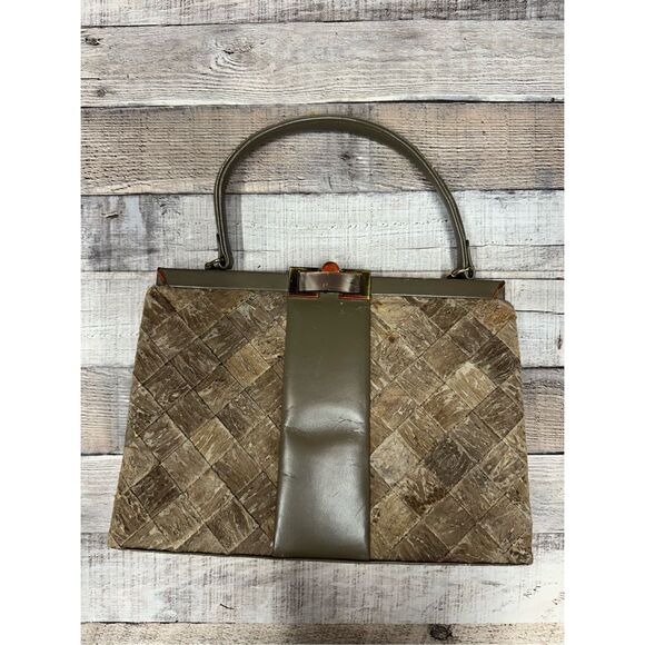 Vintage Silkworm Cocoon Tan Beach Cocktail Clutch Handbag Purse - Picture 1 of 10